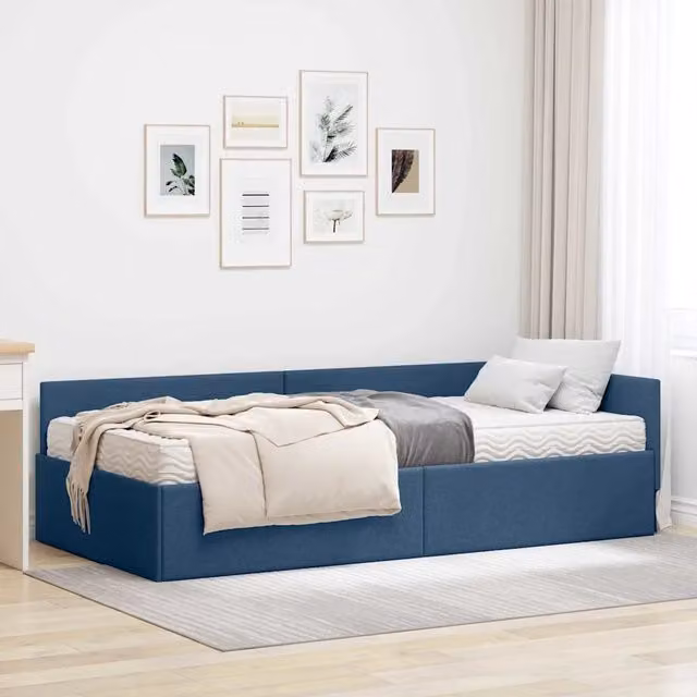 Struttura Letto Angolare con Materasso 2 pz Blu 90 x 200 cm 3393604