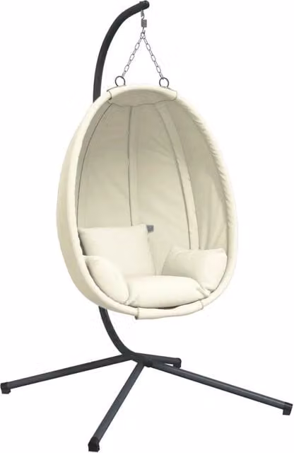 Sedia a Uovo Sospesa con Supporto Beige in Tessuto e Acciaio CFW4420604
