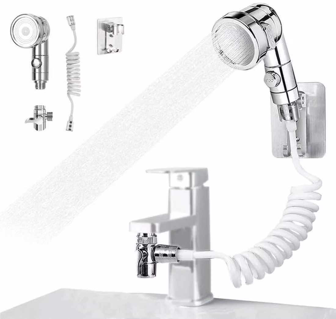 Doccetta Azomor per lavabo con tubo flessibile estensibile e tre modalità di getto