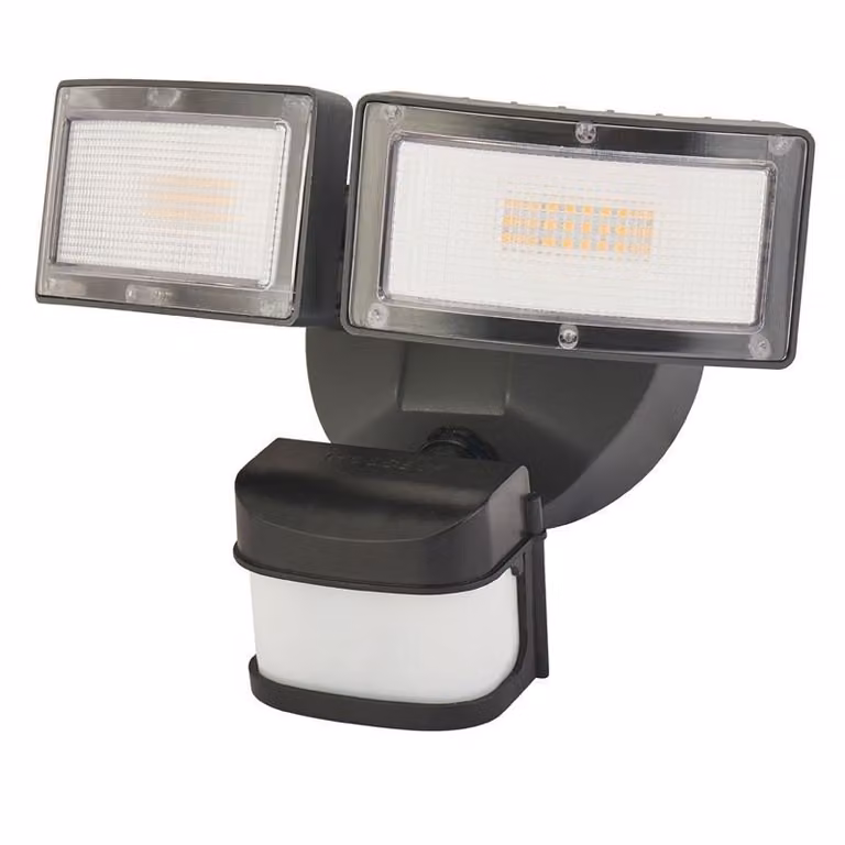 Doppio proiettore con sensore di movimento e crepuscolo LED 36W nero IP54 SU-MA 6556-PIR