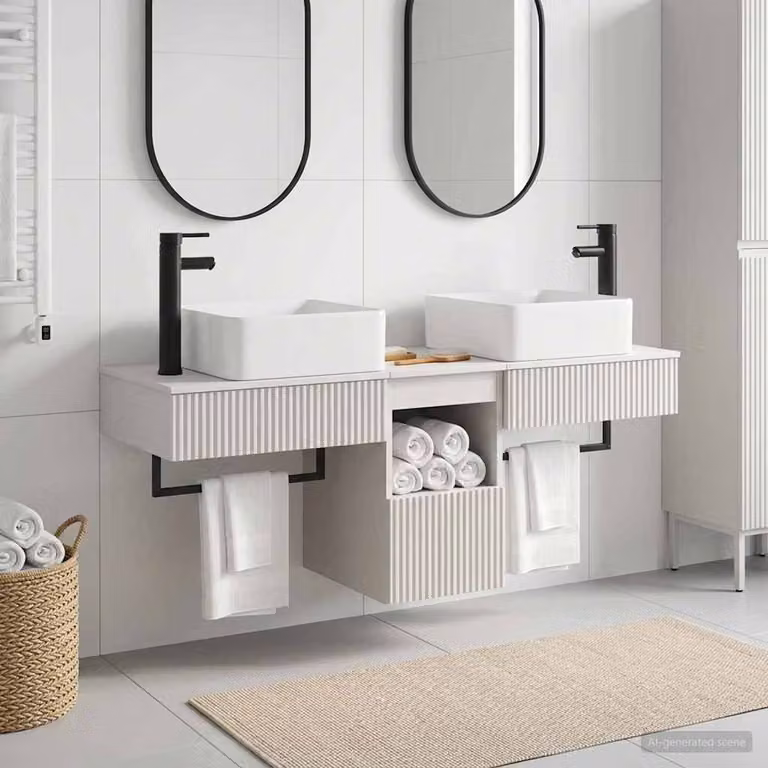 Set di 3 armadi da bagno moderni vidaXL in legno bianco, L 136 cm x P 35 cm x H 80 cm