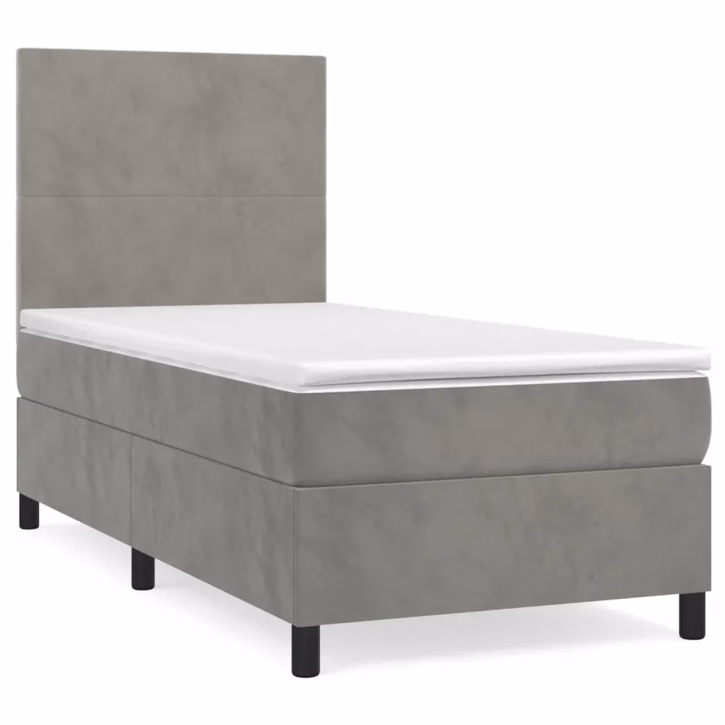 Letto Ibrido con Giroletto a Molle e Materasso vidaXL in Velluto Grigio e Bianco L/P/H: 193 x 90 x 30 cm – 2