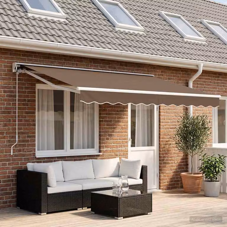 Tettuccio elettrico retrattile vidaXL in alluminio e poliestere, colore beige, L 5 m x P 3 m