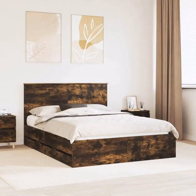 Struttura del letto con cassetto Rovere fumé 150 x 200 cm 3411107