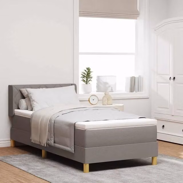 Letto a molle con testiera Talpa vidaXL in tessuto beige o grigio L/P: 190 x 90 cm
