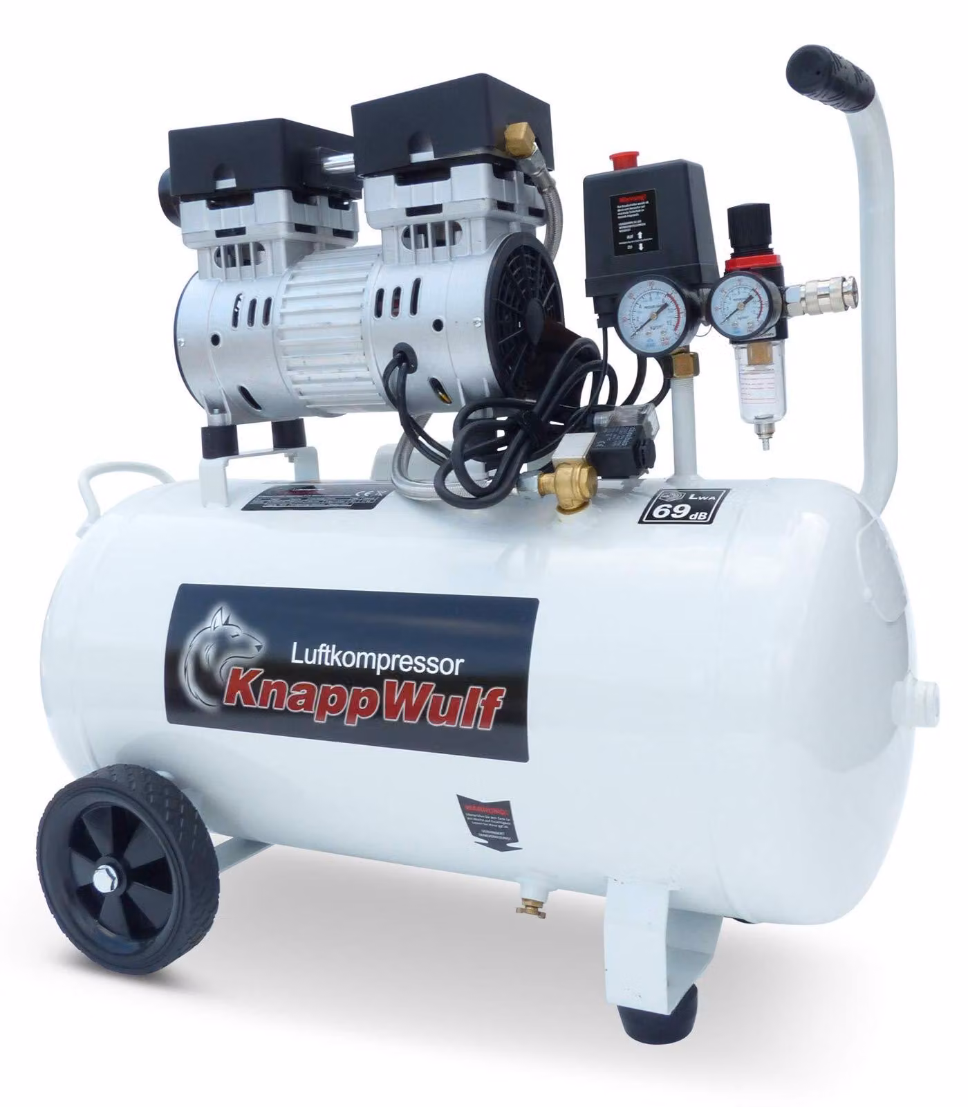 Compressore d'aria silenzioso - Motore da 750 W - Capacità serbatoio di 50 litri - Senza olio