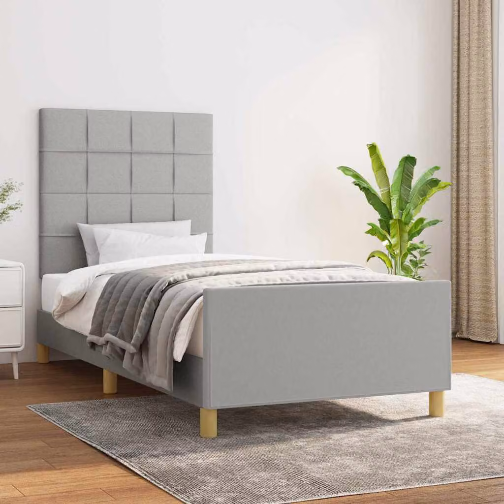 Giroletto senza materasso vidaXL in legno di larice e tessuto, Grigio Chiaro, 100x200 cm – 1