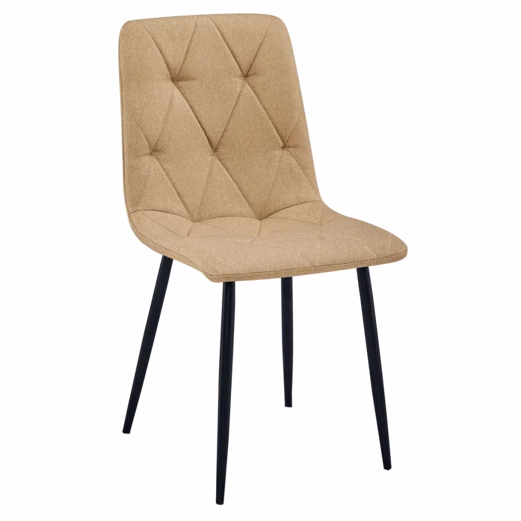 Set di 4 sedie moderne Kendra Home in tessuto marrone e beige con gambe in metallo nero per cucina e soggiorno – 2