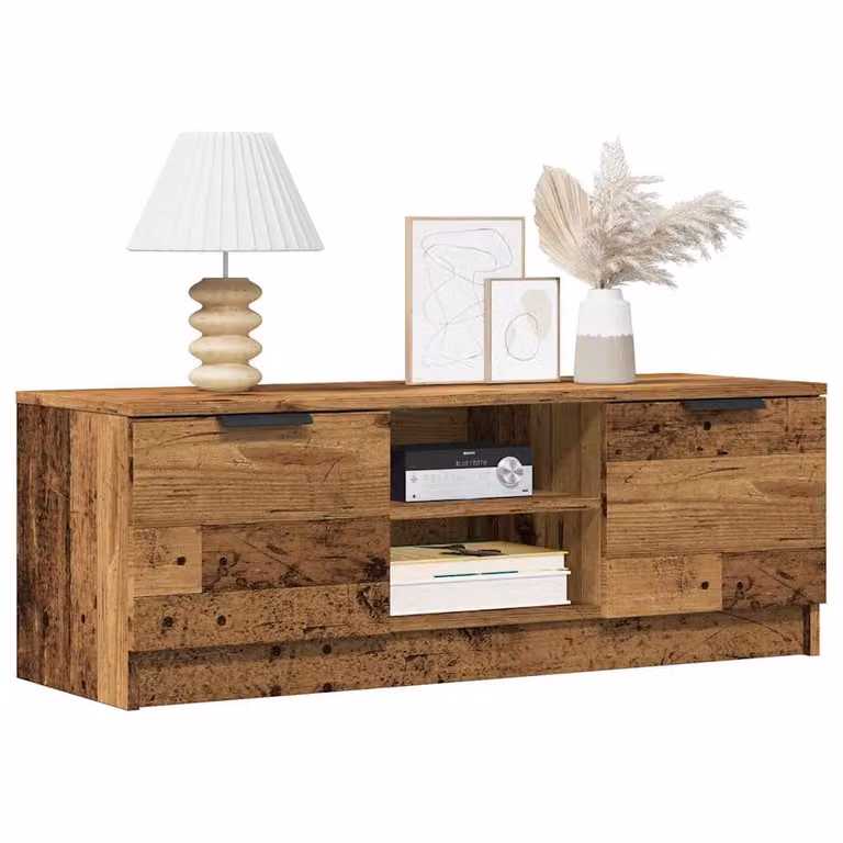 vidaXL Mobile Porta TV in Legno Vecchio Marrone con Ripiani per Media, L 102 cm x P 35 cm x H 36,5 cm