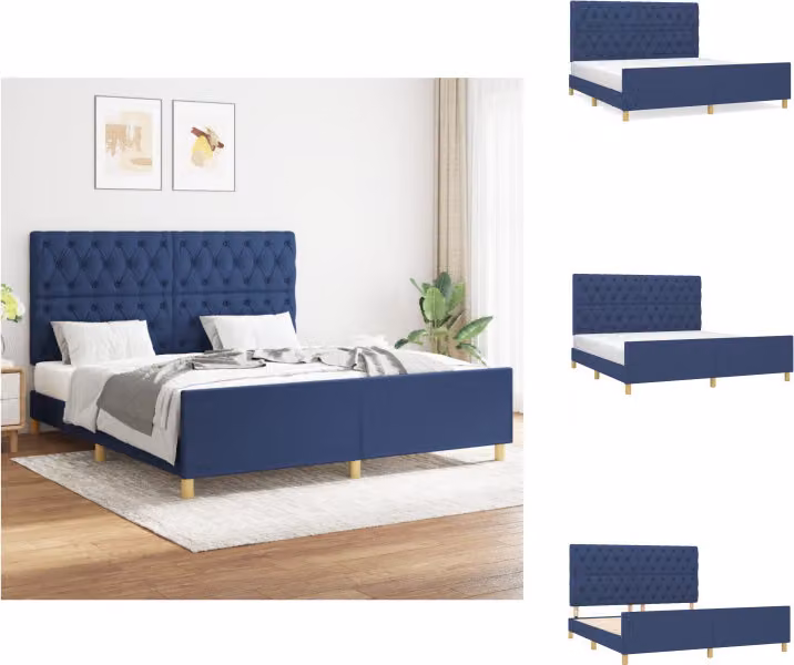 vidaXL Struttura letto con testiera in tessuto blu 160x200 cm - Letti e strutture letto