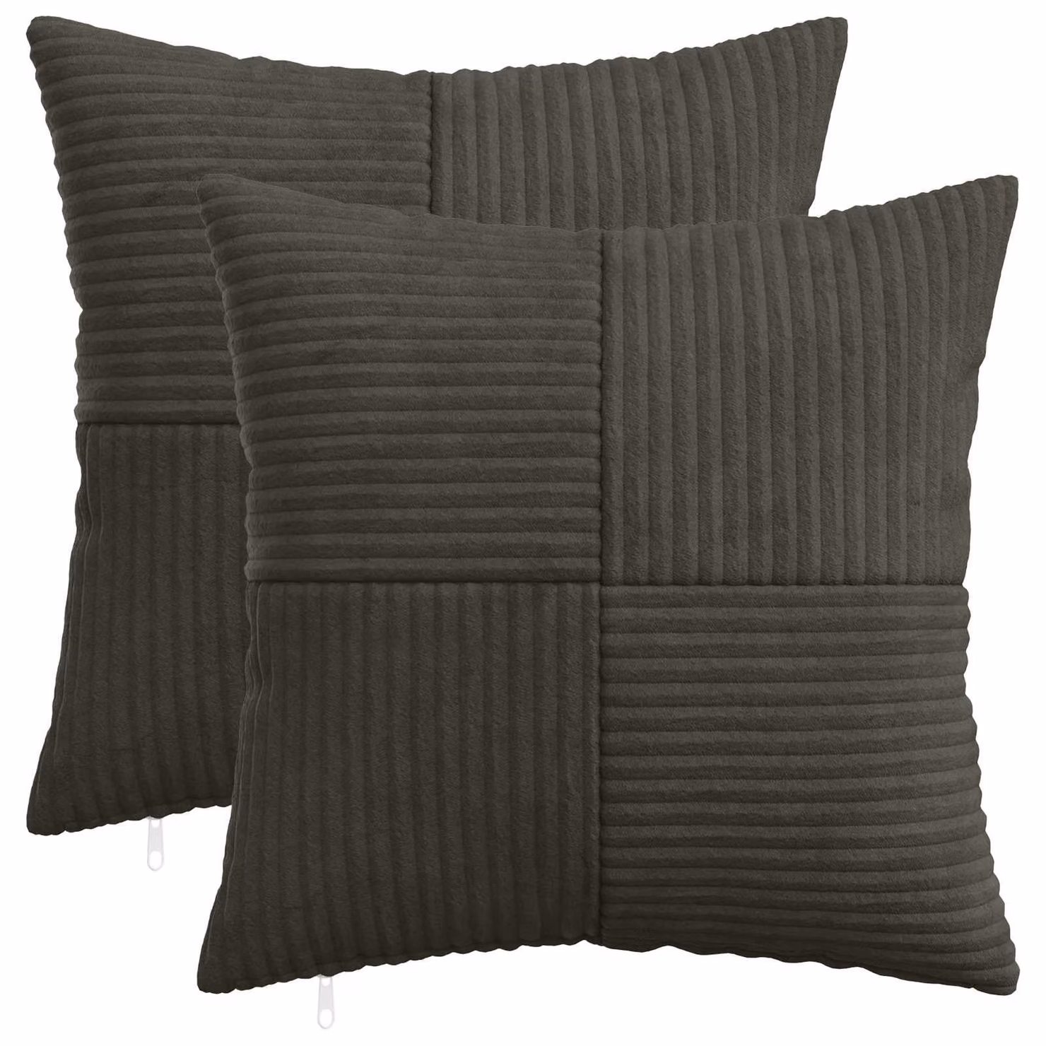 Set di 2 federe vidaXL ALMELO in velluto a coste, colore antracite, L 40 x P 40 cm