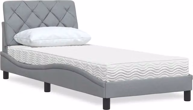 Letto con Materasso-Struttura Letto con Materasso Grigio Chiaro 80x200 cm in Tessuto