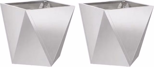 2 pz Fioriera | Cassetta per fiori | Vaso Argento 40 x 40 x 40 cm Acciaio inossidabile