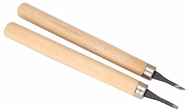 Set di coltelli per intaglio del legno - Kit professionale da 4 pezzi per intaglio del legno - Include un affilatore manuale e un timbro in gomma