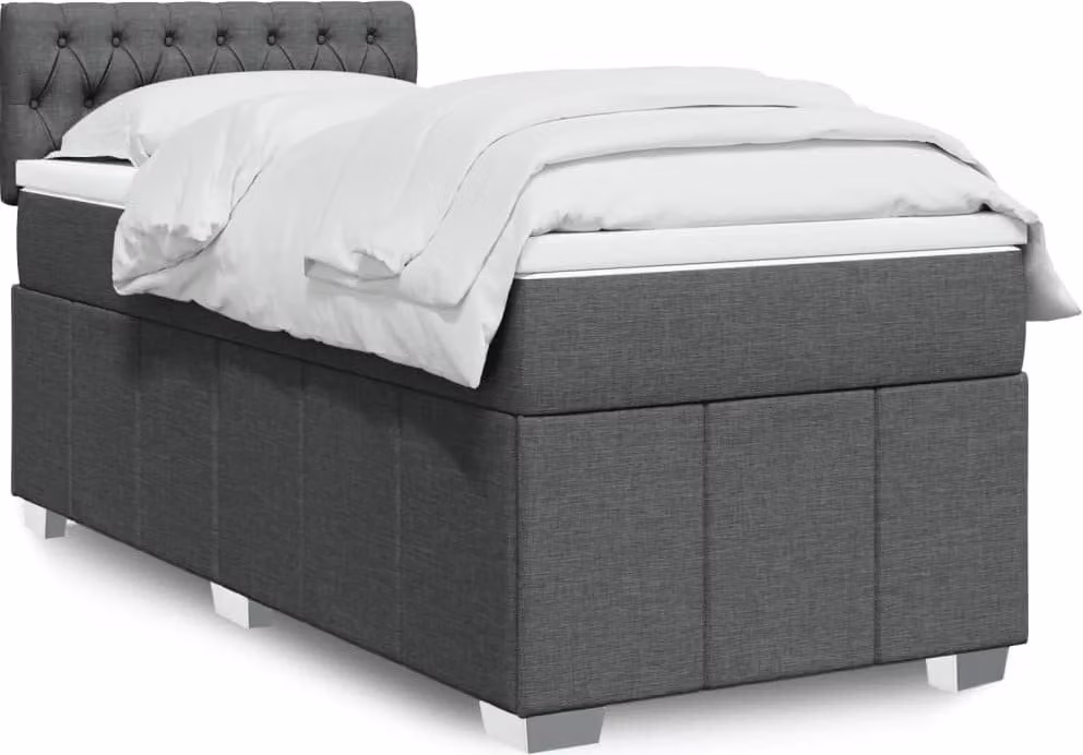 Maison Exclusive - Letto boxspring con materasso grigio scuro 90x190 cm Tessuto