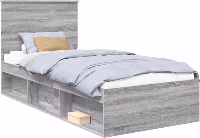 Letto singolo | Letto per adulti | Struttura del letto Grigio Sonoma 90 x 190 cm Pino massello
