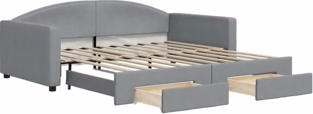 Divano letto | Sof¨¤ letto | Letto singolo Estraibile Cassetti Grigio Chiaro 100x190 Tessuto