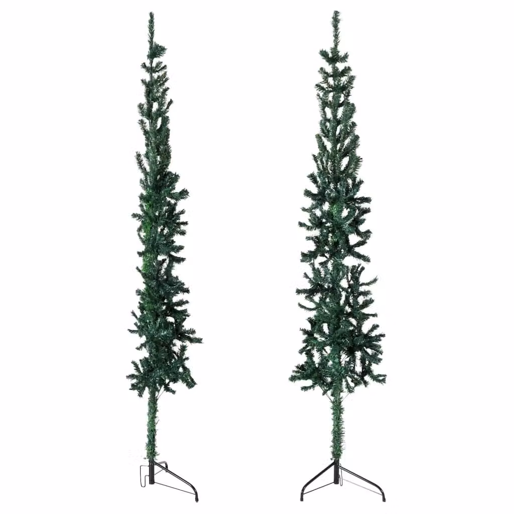 Maison Exclusive - Albero di Natale artificiale a metà, con supporto, forma slanciata, colore verde, altezza 150 cm