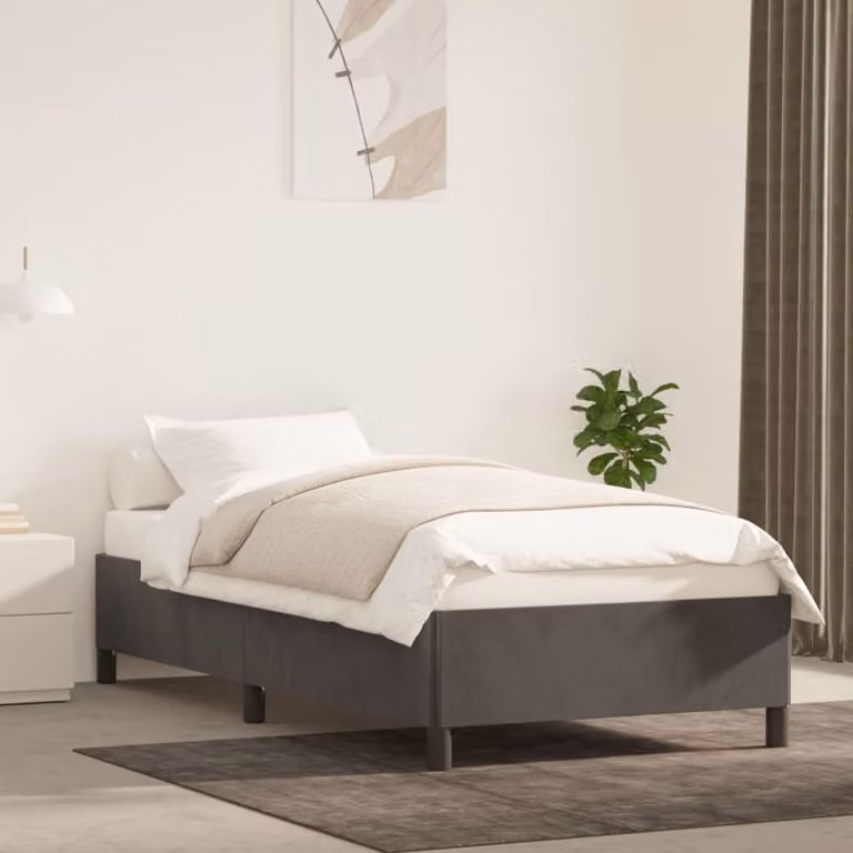The Living Store Struttura letto grigio scuro 90x200 cm in velluto