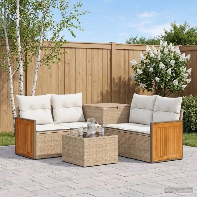 Set di divani 6 pz Beige e Bianco Crema 55 x 55 x 37 cm 3447722