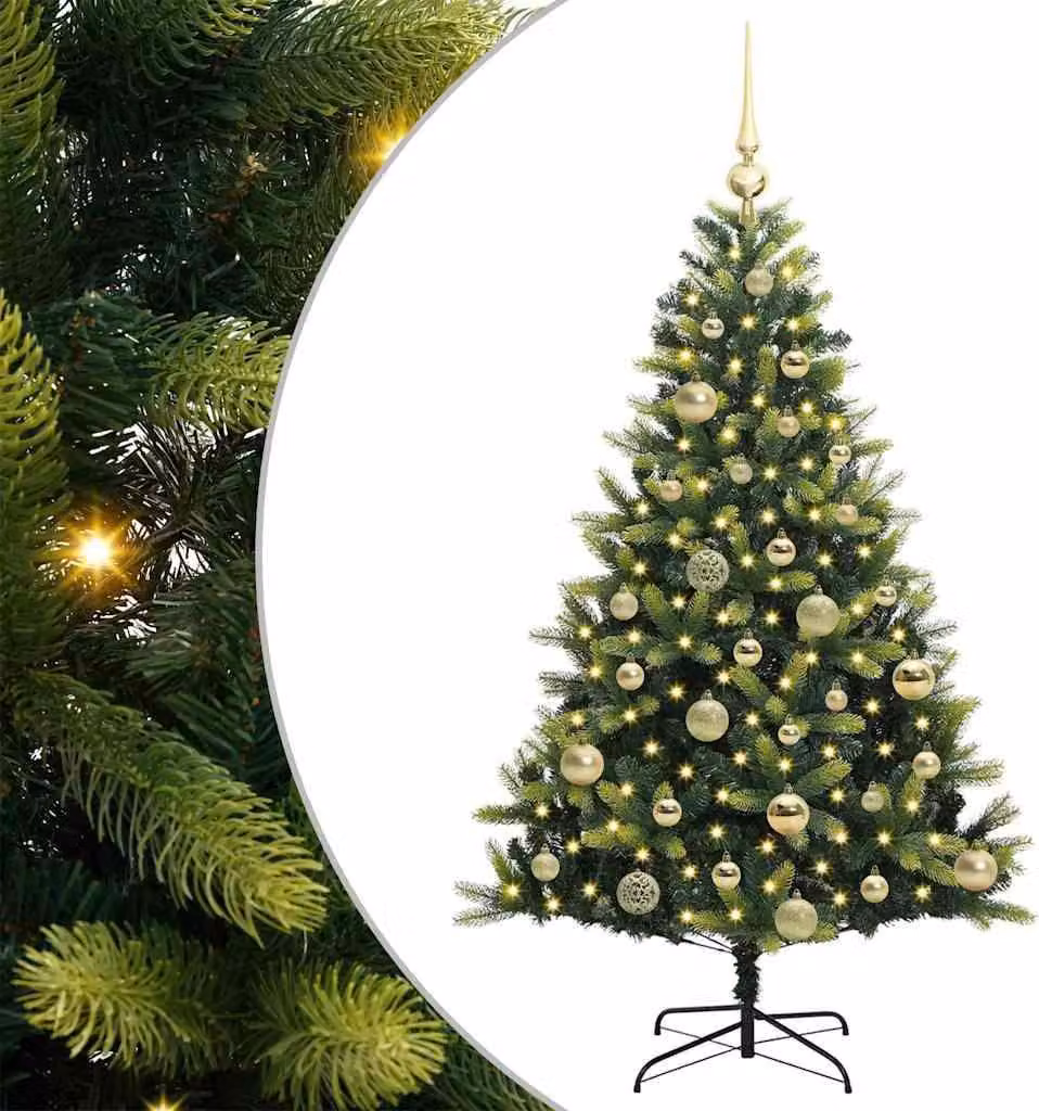 Albero di Natale Artificiale Pieghevole 150 LED Verde 120 cm