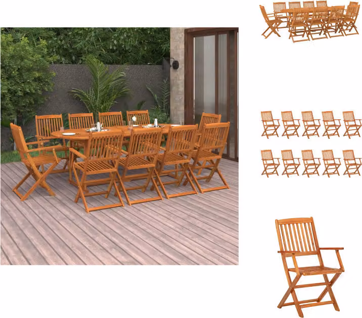 vidaXL Set da pranzo da giardino 11 pezzi in legno massiccio di acacia - Set di mobili da giardino