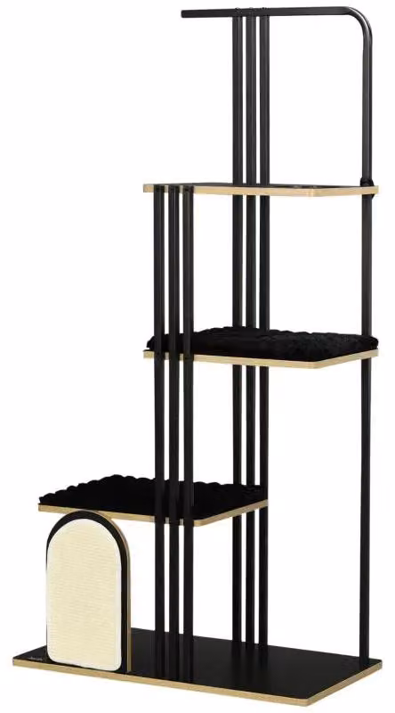 Albero per gatti con 4 livelli | Tiragraffi per gatti | Colore: nero | Dimensioni: 48x85x170 cm