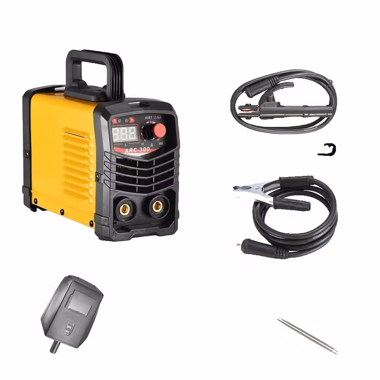 Saldatrice ad arco con amperaggio di 300 A, tecnologia IGBT, design portatile, spina europea da 220V, colore giallo