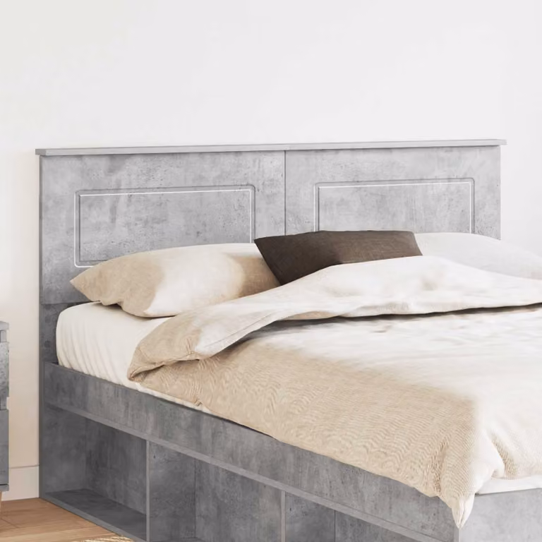 Testiera per letto moderna vidaXL in legno ingegnerizzato, Grigio cemento, L: 163 cm, H: 90 cm, P: 3 cm