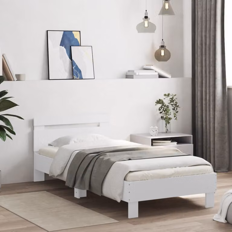 vidaXL Giroletto con Testiera in Legno Multistrato Bianco L 90 cm x P 200 cm