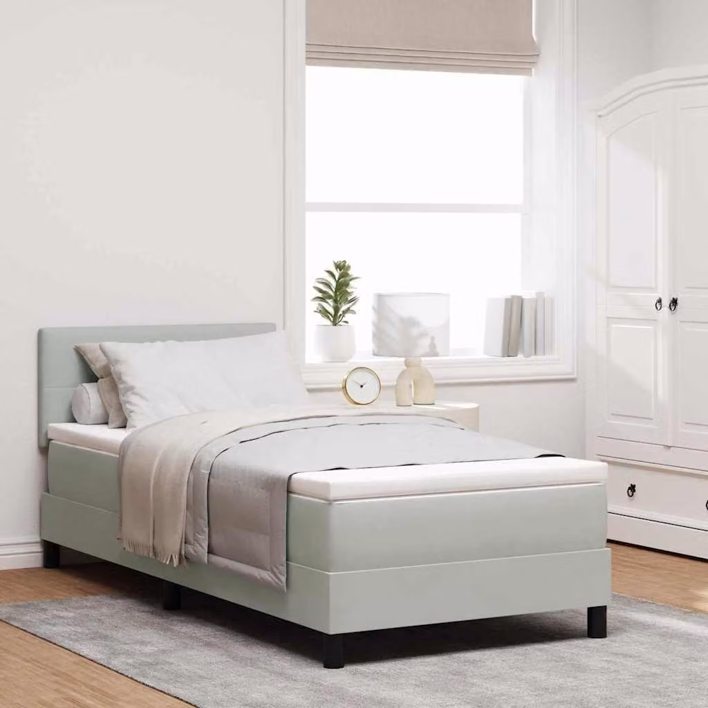 Maison Exclusive - Letto boxspring con testiera grigio chiaro 100 x 200 cm in velluto