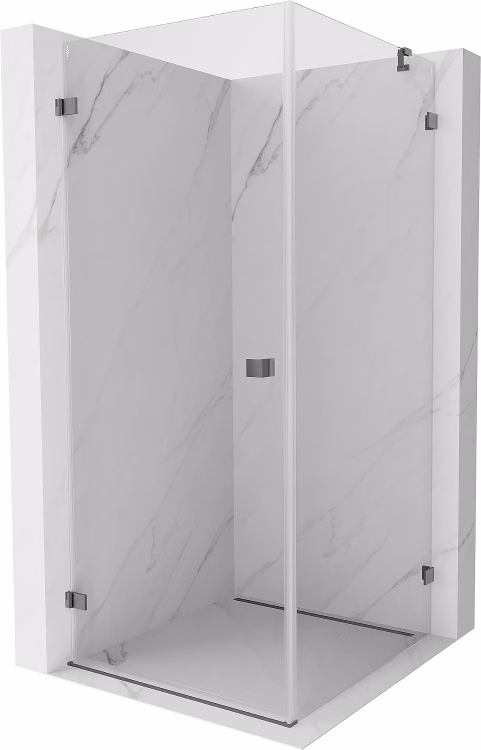 Mexen Lunar-B cabina doccia a battente sinistra 80 x 80 cm, trasparente, gun metal - 832-080-080-95-00-L