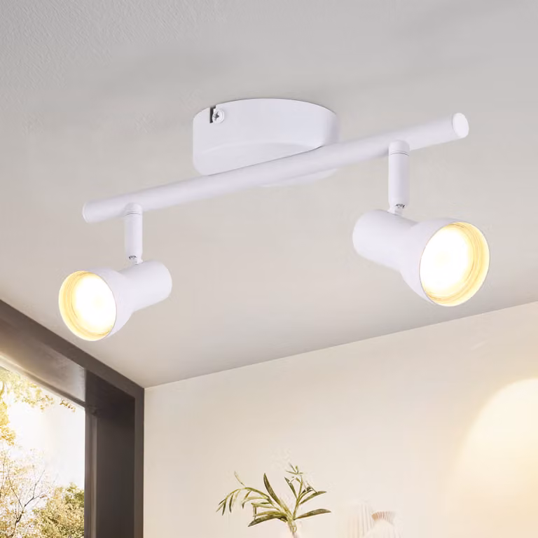 ZMH Faretto da soffitto 2 fiamme Lampada da soffitto corridoio Luce da soffitto Design moderno Faretto da interno bianco GU10 Spot da soffitto in metallo 350°Spot orientabili per camera da letto soggiorno cucina (senza lampadina)