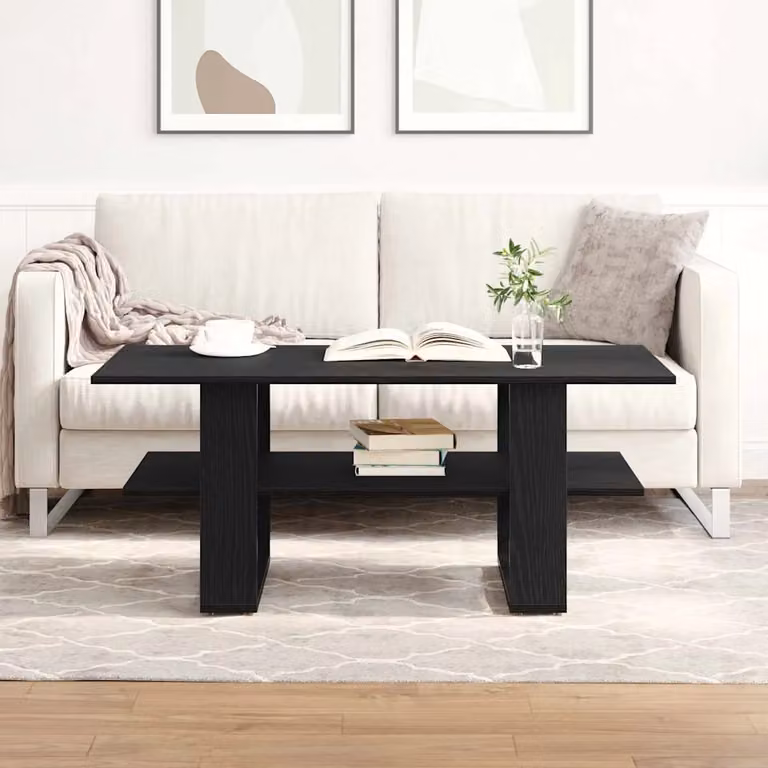 vidaXL Tavolino da salotto moderno rettangolare nero L: 102 cm, P: 55 cm, H: 42 cm