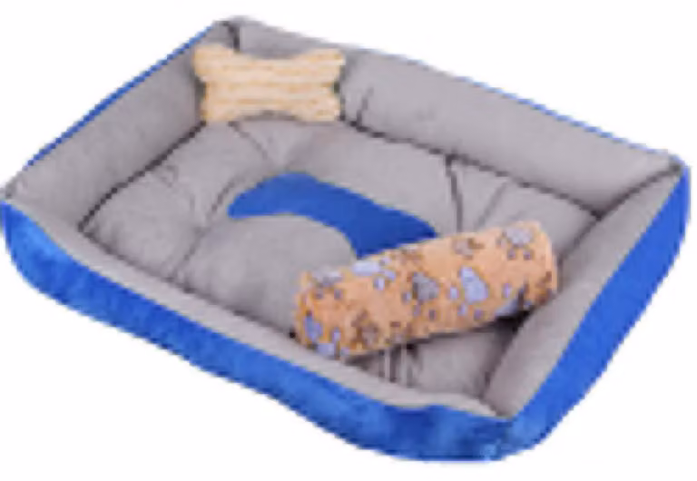 Cuccia per cani con bordo, lavabile, antiscivolo, color blu-grigio, taglia L