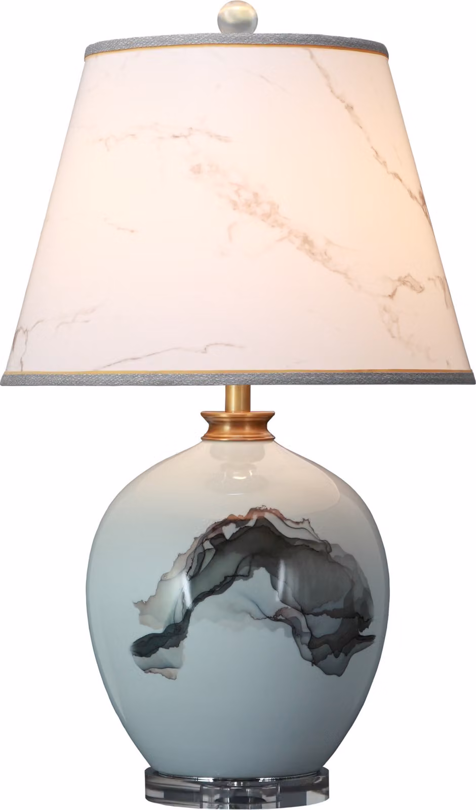 Fine Asianliving Lampada da tavolo cinese in porcellana con paralume E27 Lampada da tavolo orientale in Vetroceramica Lampade da comodino camera da letto soggiorno