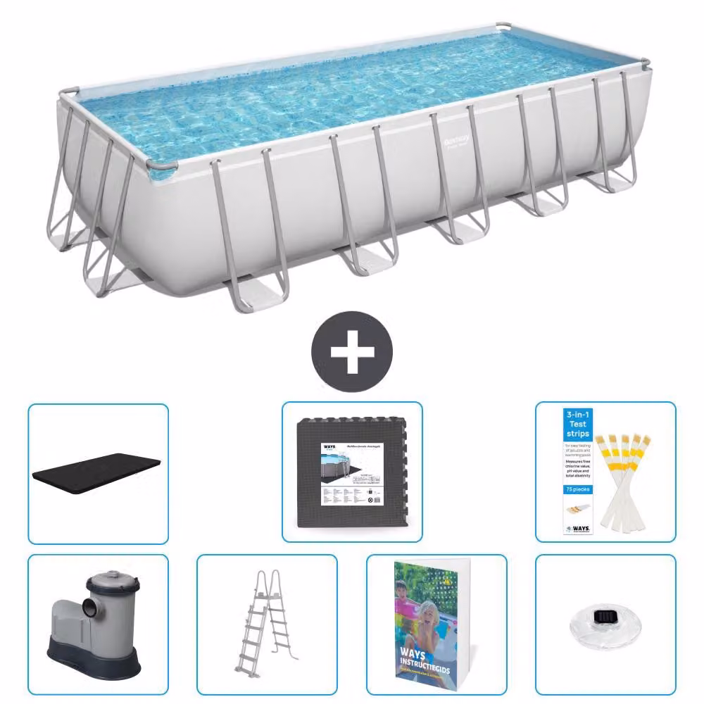 Bestway Power Steel, piscina rettangolare - 640x274x132 cm - composta da 6 parti, modello S608