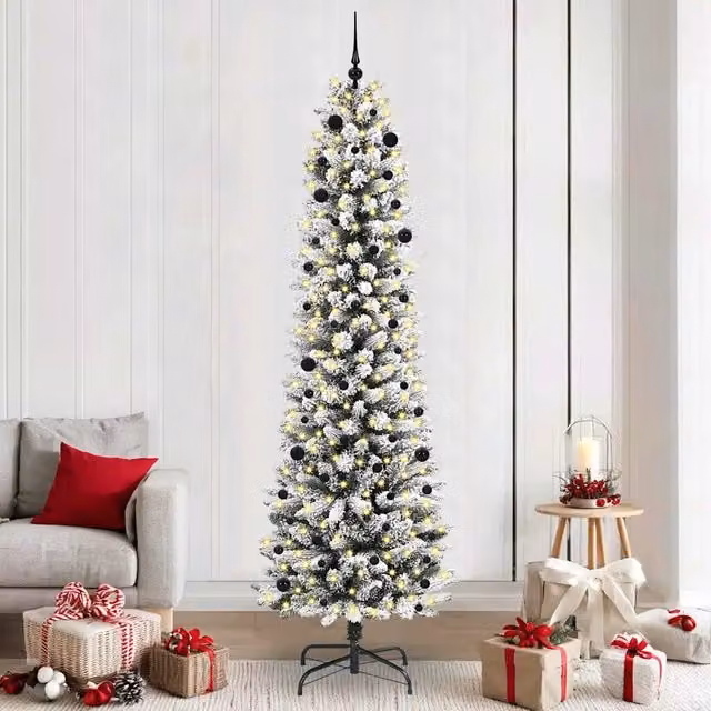 Albero di Natale artificiale moderno vidaXL bianco con luci LED bianco caldo