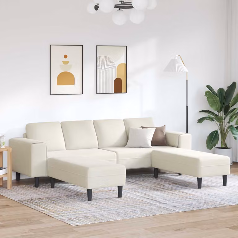 Set di divano componibile a forma di U vidaXL moderno in tessuto beige con cuscini inclusi