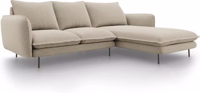 Divano angolare destro Vienna Cosmopolitan Design da 5 posti in tessuto beige L 255 x P 170 x H 95 cm – 1