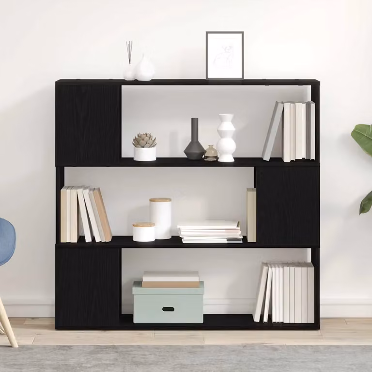 Set mobile TV moderno vidaXL in legno ingegnerizzato Rovere e Nero L: 100 cm, P: 24 cm, H: 94 cm