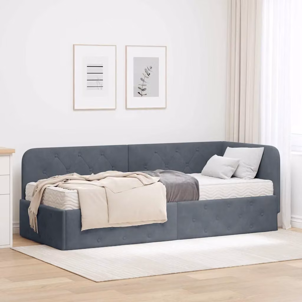 vidaXL Chaise Longue ad Angolo Moderna in Velluto Grigio L: 140 cm, P: 72 cm, H: 84 cm – 1