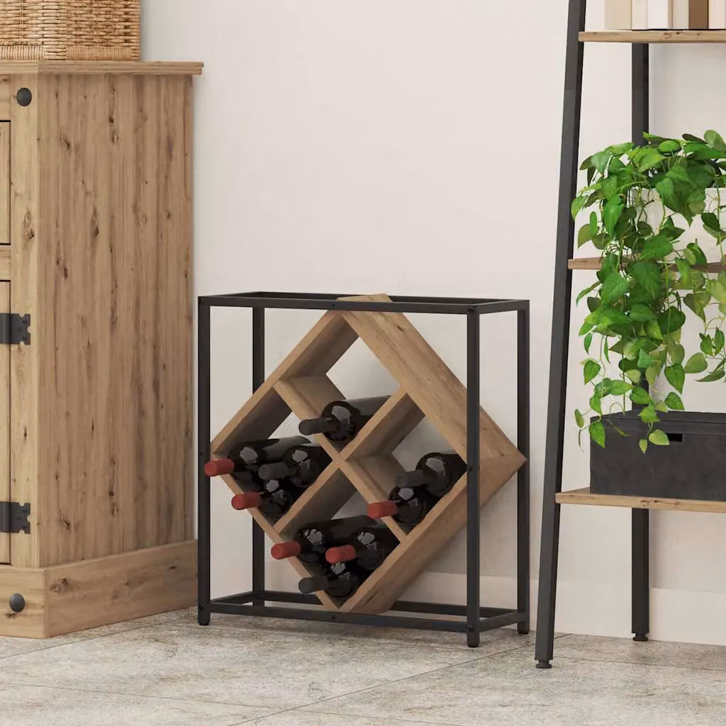 Portabottiglie vidaXL in legno ingegnerizzato marrone L 52,5 x P 51,0 x H 18,0 cm per 16 bottiglie