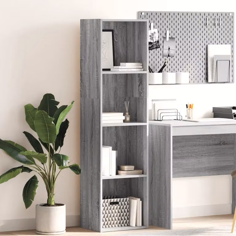 Libreria moderna vidaXL in legno MDF Grigio da appendere alla parete L 40 cm x P 30 cm x H 152 cm