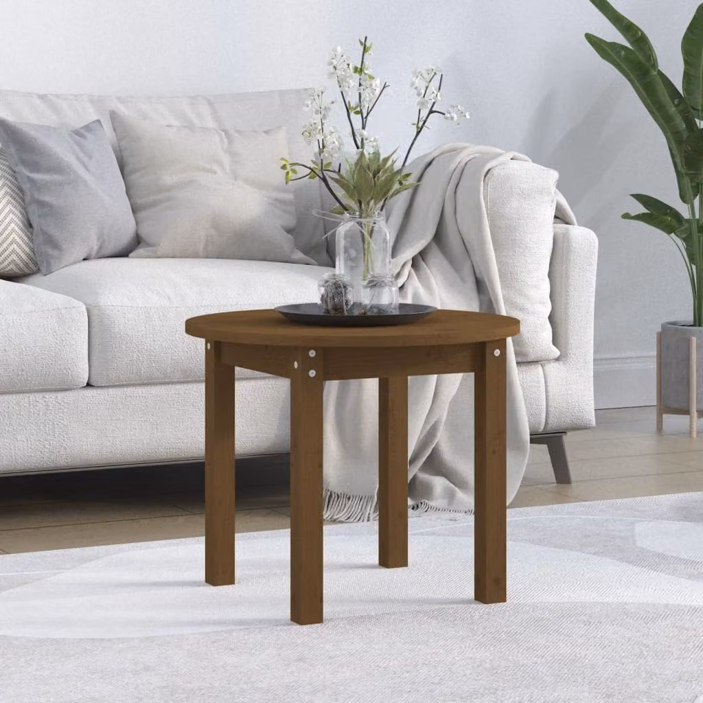 The Living Store Tavolino marrone miele Ø 55x45 cm in legno di pino massiccio