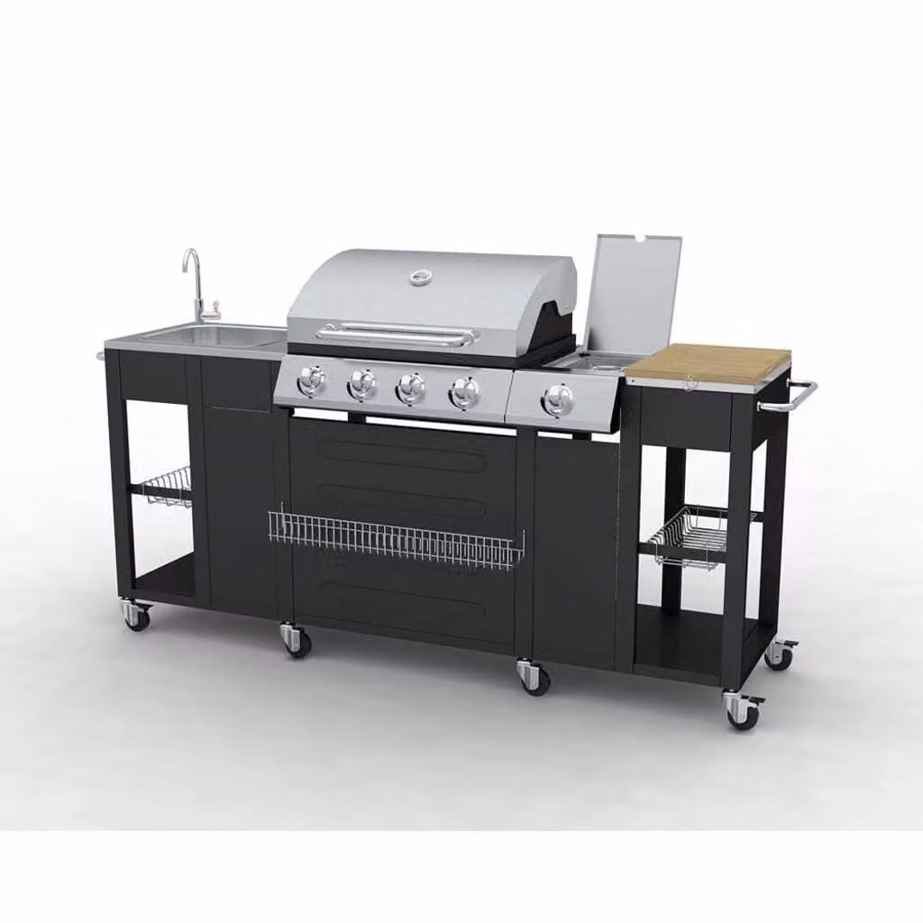 Cucina esterna con barbecue, modello Montana, 4 bruciatori