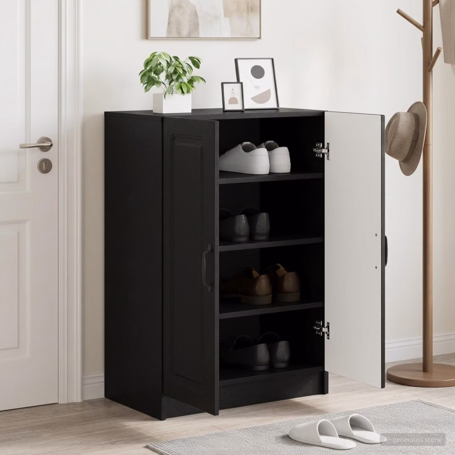 Mobile porta scarpe UTRECHT vidaXL Nero L: 59,5 cm, P: 39,5 cm, H: 87 cm