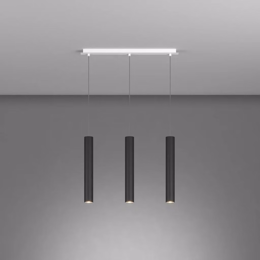 Lampadario a sospensione Xeana in metallo stile industrial-minimal con 3 luci GU10, Bianco e Nero – 2