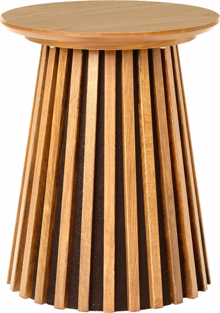 Tavolo angolare Osaka Ø40cm impiallacciato rovere.