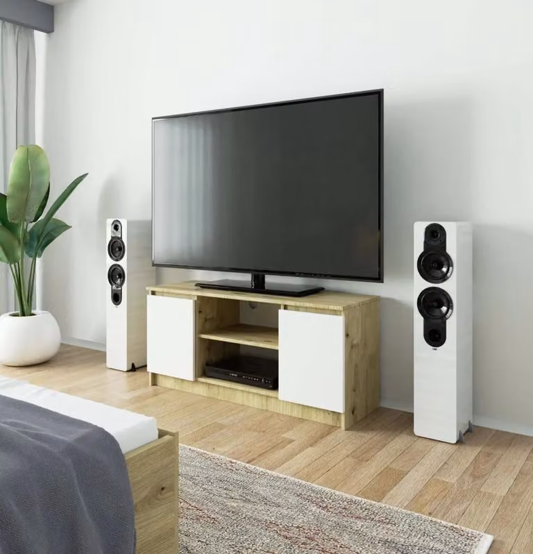 Tavolo TV YMARIN - rovere artisan / bianco